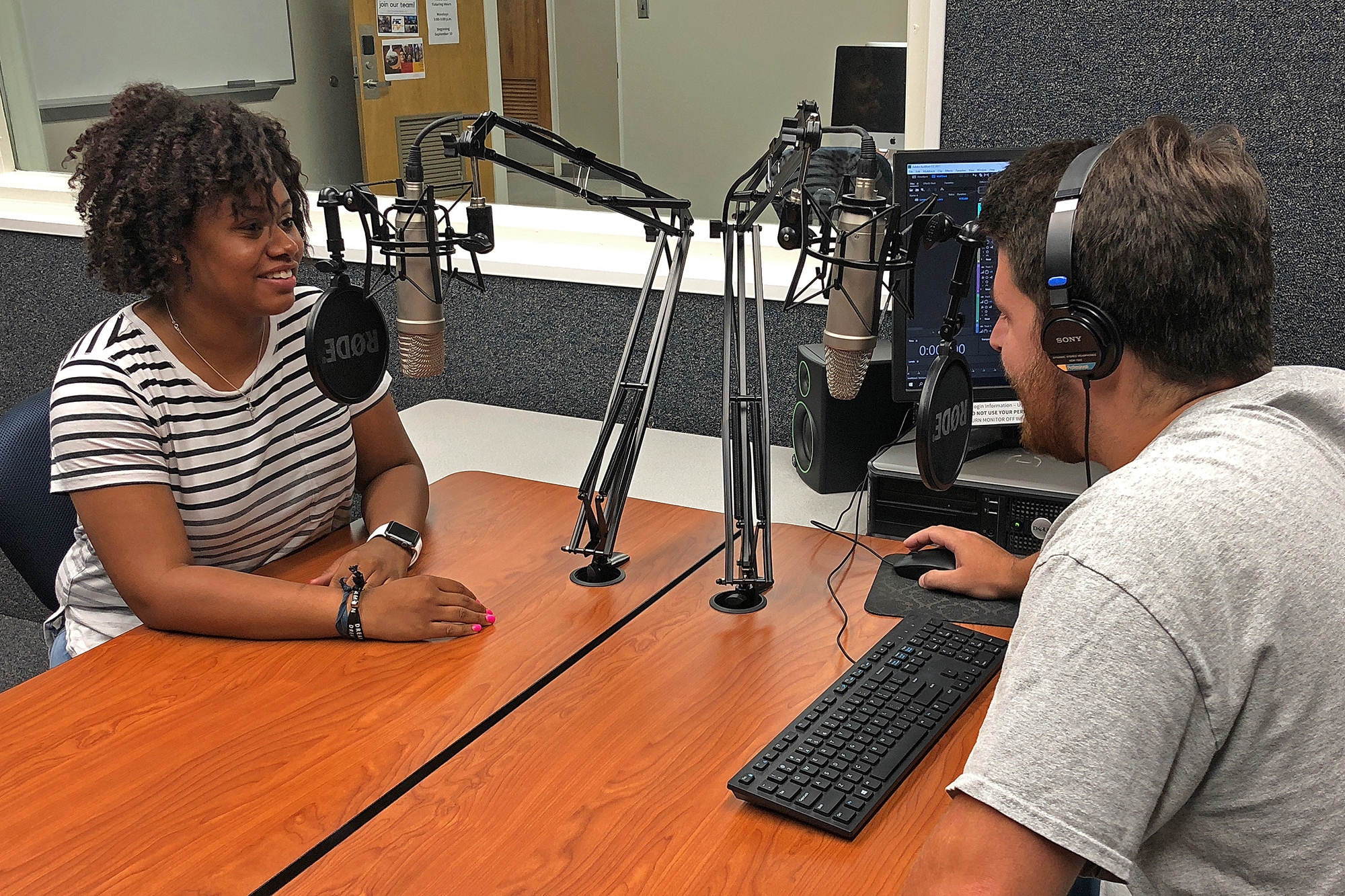 Students recording in the Media Studio