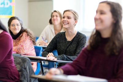 Smiling students in class 