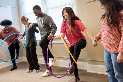 Students participating in play therapy 