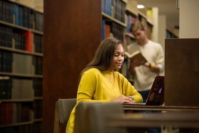 Students studying in the library 